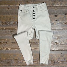 Kancan Gayle High Rise Super Skinny Jeans Size 1/24 Exposed Button Fly Raw Hems