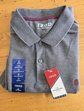 NWT Izod Advantage Polo Shirt Mens XL Gray Short Sleeve Collared Golf Shirt