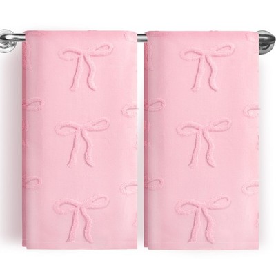 Pink Hand Towels for Girl Bathroom Decor - 2 Pcs Pink Bow Towels 100% Cotton ...