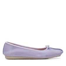 Clarks Freckle Ice Lilac Suede Slip On Flat Wedge Ballerinas Ballet Shoes Size 3