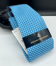 Brooks Brothers Men's Silk Blend Tie  Aqua  Micro Neat  NEW MSRP: 98.00