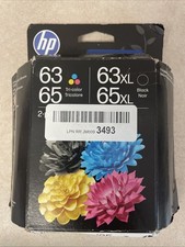 HP 63XL, 65XL Black Ink and 63,65 Tri-Color Ink Cartridge Dec 2027 DAMAGED BOX