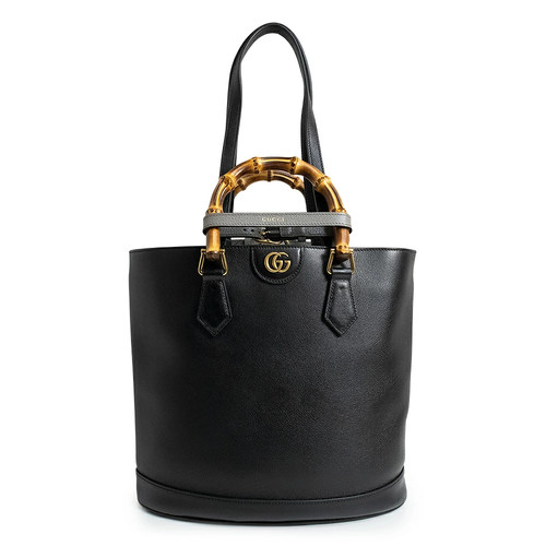 GUCCI 750394 Diana Bamboo Black Shoulder Tote Handbag #685