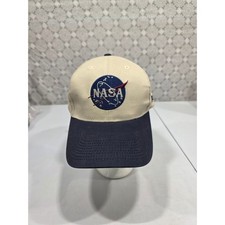 NASA Astronaut Embroidered Baseball Cap Tan Navy Blue Adjustable Strap