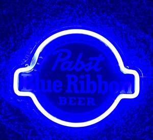 Pabst Blue Ribbon Beer Blue Light-Up Sign - Breweriana Bar Sign Decor