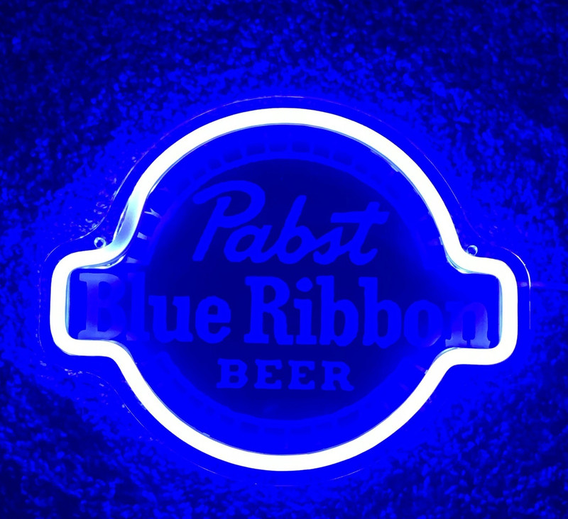 Pabst Blue Ribbon Beer Blue Light-Up Sign - Breweriana Bar Sign Decor