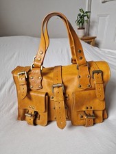 Mulberry Roxanne Mustard Vintage Large Leather Handbag Genuine Buckles Pockets💛