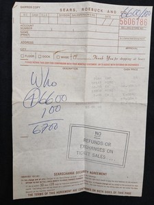 THE WHO LA COLISEUM   SEARS TICKET RECIPE 10 5 1982