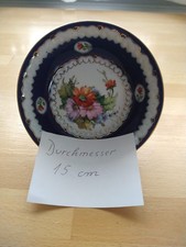 Porzellan Sch&uuml;ssel Deko Blau Blumen Gold