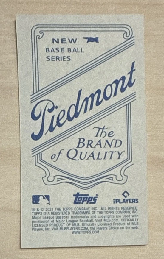 JUSTUS SHEFFIELD - 2021 Topps 206 - Wave 3 - PIEDMONT #3 - SEATTLE MARINERS - Image 2 of 3