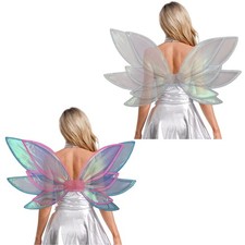 1Pc Womens Iridescence Organza Butterfly Wings Fairy Angle Wings Cosplay Party