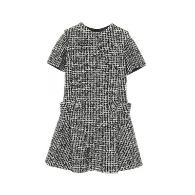 LOUIS VUITTON Skater Kleid Wolle Schwarz Weiß Gebraucht Damen Größe 34
