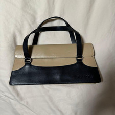 MIU MIU FW1999 Archive Leather Handbag Beige Black Rare GC Authen