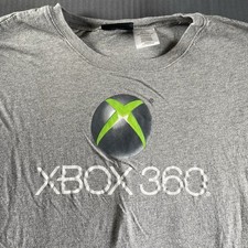 vintage Y2K Microsoft Xbox 360 Logo Long Sleeve Large Gray T Shirt Gaming Tee
