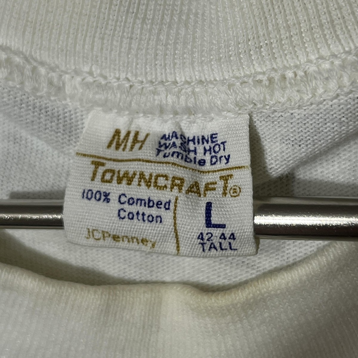 Vintage Plain White Tee Towncraft Shirt 1960s Large Tall JC Penney