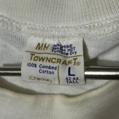 Vintage Plain White Tee Towncraft Shirt 1960s Large Tall JC Penney