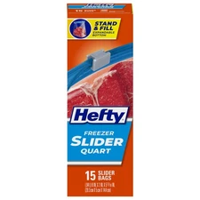 Hefty Slider Freezer Bags Quart Size 15 Pack Bpa Free Food Storage Bags