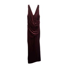 Revelry Burgundy Velvet V-Neck Sleeveless Maxi Bridesmaid Dress Size 8 Gown