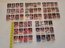  1990-91 NBA Panini Stickers Uncut Sheets-Rodman Miller Mullen Olajuwon Laimbeer