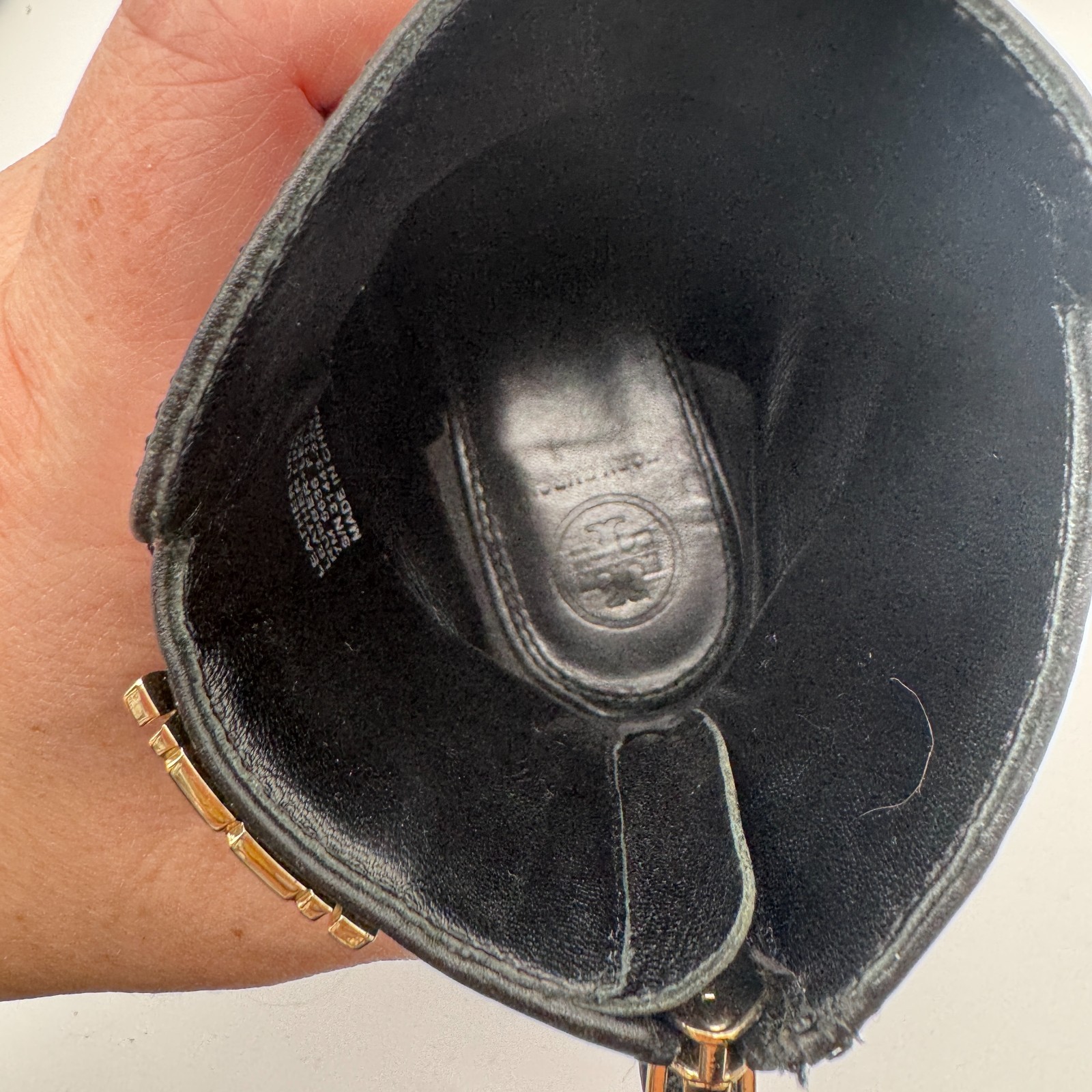 Tory Burch Women's Black Sidney Ankle Boots Gold Tone Buckle Logo Detail Size 7 thumbnail 6