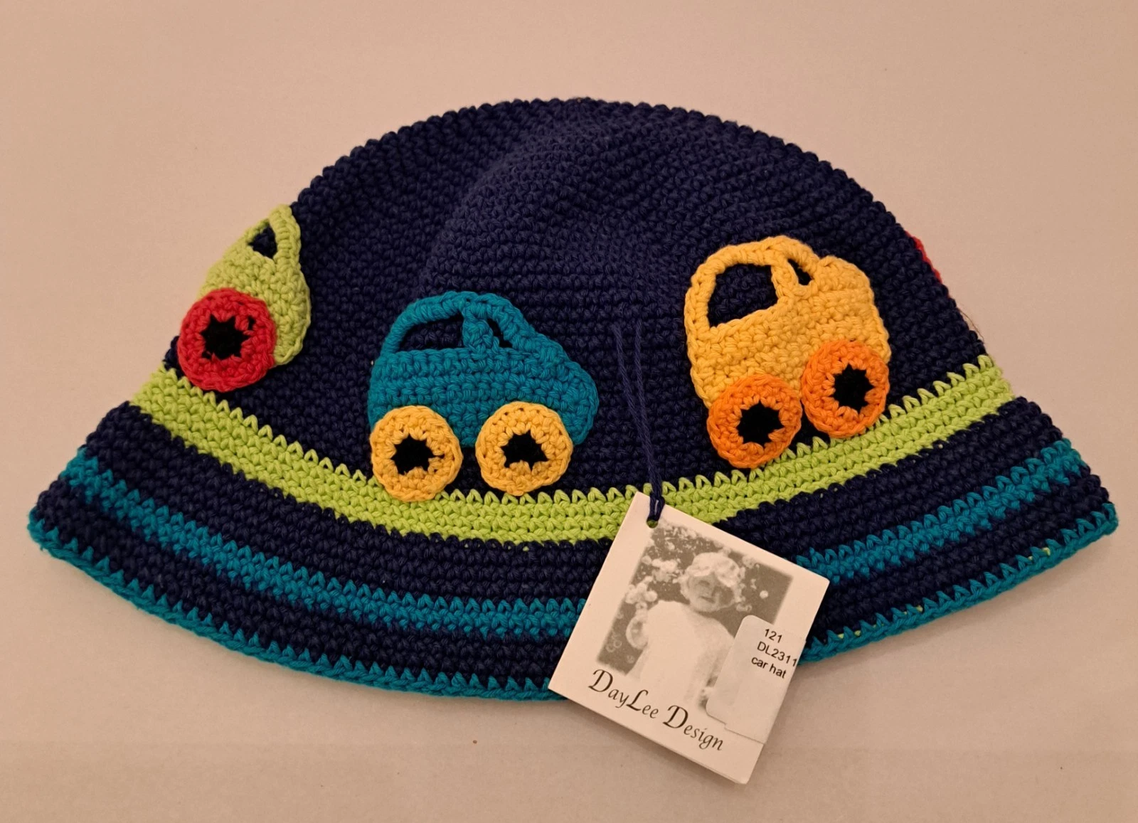 Day Lee Design San Diego Hat Co. Crochet Blue Boy Bucket Hat 6-12 Months NWT