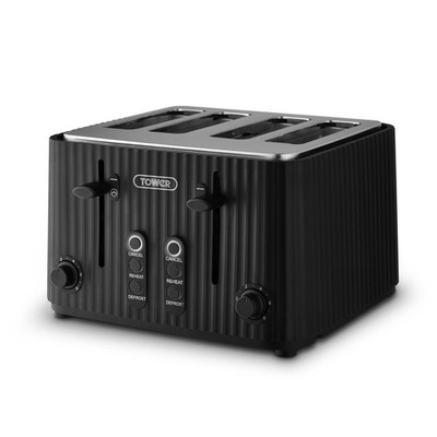 Tower ECOFORM 900W 4-Scheiben-Toaster, aus recyceltem Kunststoff, 6 schwarz 