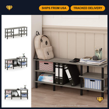 3-Tier TV Stand for 55 Inch TVs, Toolless Assembly Entertainment Center, Grey Oa