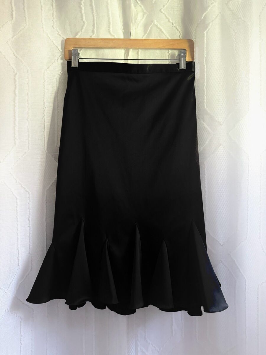 Vintage JS Collections Satin Black Mermaid Midi Skirt Size Vintage JS Collections Satin Black Mermaid Midi Skirt Size