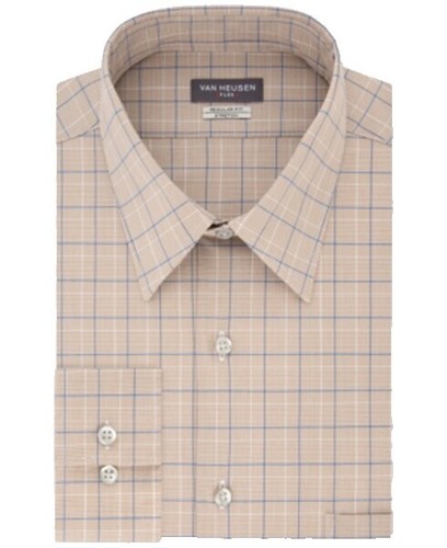 Van Heusen Men's Dress Shirt Regular Fit Ultra Wrinkle Free Flex Collar  Stretch | eBay