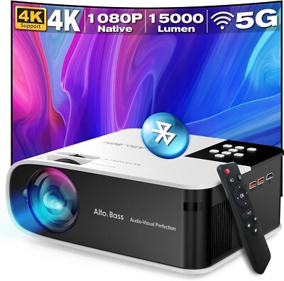 Alto Bass Native 1080P Projektor mit WLAN & Bluetooth, 550 ANSI tragbar Zuhause