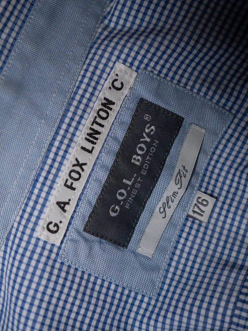 G.O.L Boys Slim Fit Blue & White Checked 176cm Shirt Pre-Owned image 4