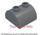 Lego 1x 30165 Dark Bluish Gray Slope, Curved 2 x 2 x 1 Double with 2 Studs 7166