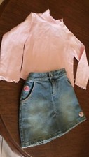 EUC Girl  s Size 4/5 Kenneth Cole Pink Top  Espirit Denim Skirt Outfit