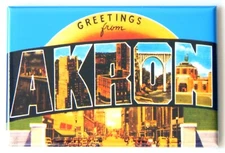 Greetings from Akron Ohio FRIDGE MAGNET travel souvenir "style B"