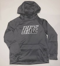 Nike Big Boys Long Sleeve Fleece Hoodie Dri-Fit Tee Hooded Pullover S, M, L Grey