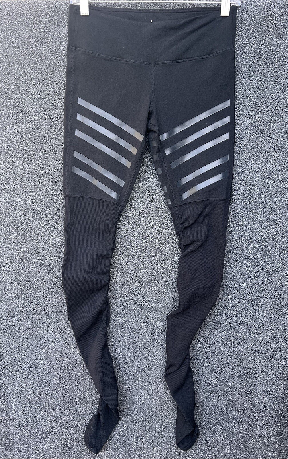ALTRA Alo Yoga Leggings Dea a Righe Donna Taglia M Nero Grigio Allenamento