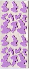 Foam Easter purple bunny 100 sticker, 5 sheets.