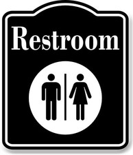 Restroom Men Women Picture BLACK Aluminum Composite Sign