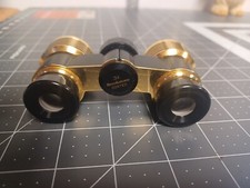 Vintage Brookstone 3X Opera/Theatre Glasses Black w/Gold Trim  Zippered Case