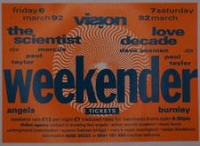 Rave Flyer-Vision Weekender Burnley -March 1992-Size A5-MINT !