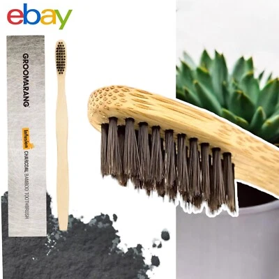 GROOMARANG Bamboo Toothbrush, Wooden Toothbrushes, Biodegradable Eco Friendly Vegan Natural