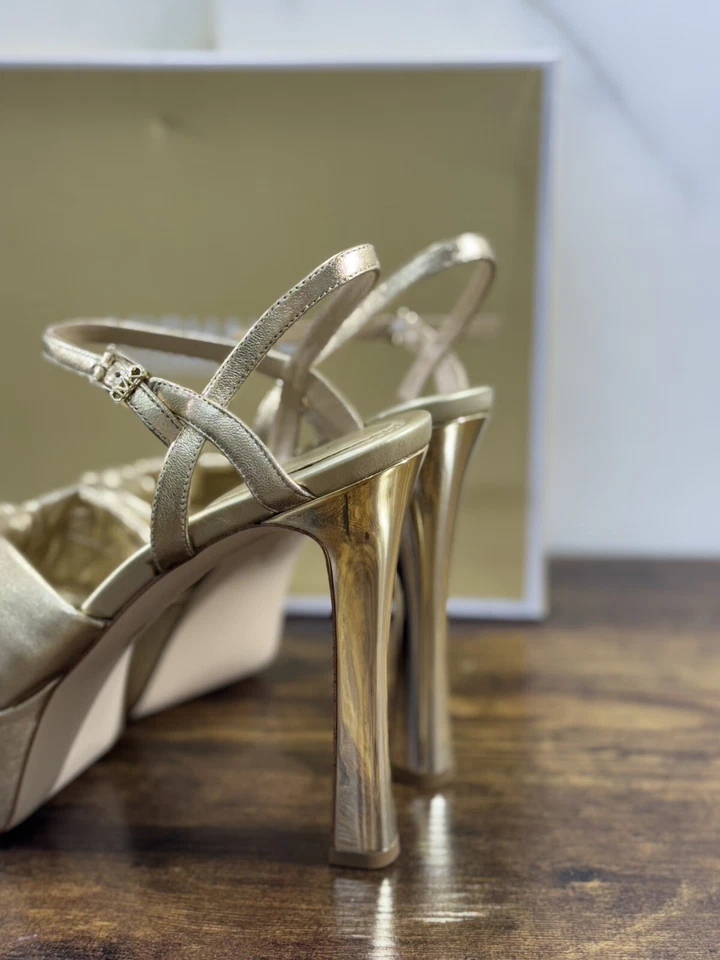 Michael Kors Sandalia Mujer Elena Plataforma Piel Oro 40.5 - Imagen 3 de 4