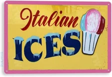 Tinworld Tin Metal Signs Italian Ices Coney Island Carnival Fair FoodTruck Stand