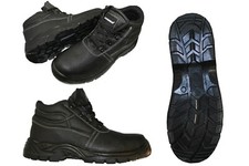 Mens Black Leather Safety Work Boots Steel Toe Cap Midsole Workwear Sizes 3-13