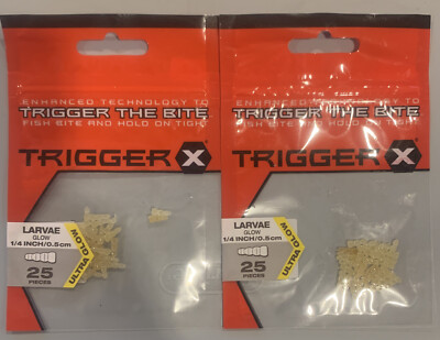 2 Packs Trigger X Ice Fishing Plastics Larvae 1/4  Glow