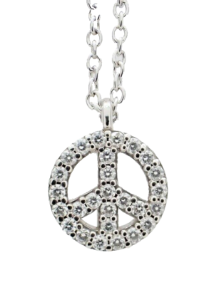 Tiffany & Co. ピースサイン ネックレス シルバー Tiffany & Co. Metro Peace Sign Diamond Necklace 18K 41cm 2.1g