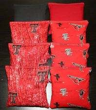 Cornhole Bean Bags made w TEXAS TECH University Fabric 8 ACA Regulation Bags NEW