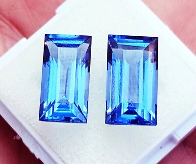 Baguetteschliff Lose Edelstein Natürlich Blauer Saphir Paar 18 CT Certified R642 - Bild 1 von 4