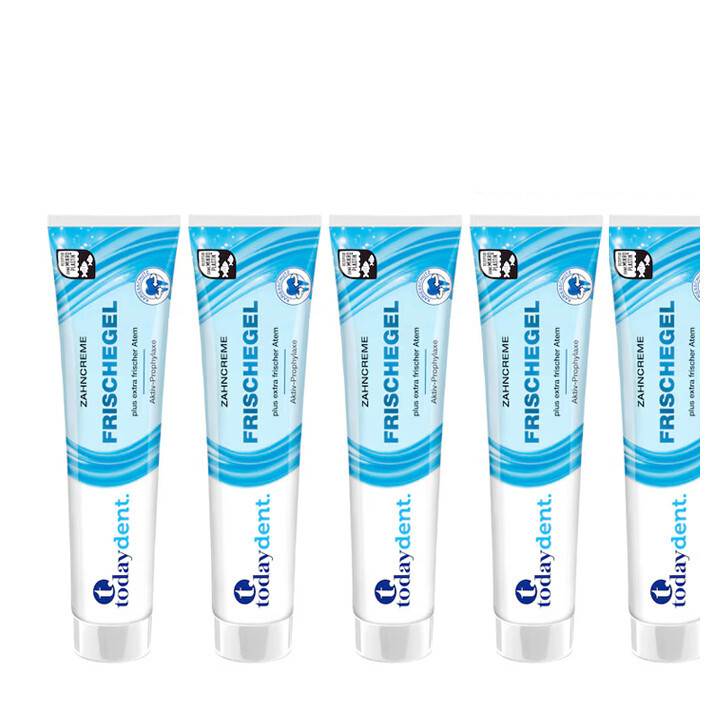 5x125ml today dent. Zahncreme Zahnpasta frische gel | Schutz & Aktiv-Prophylaxe
