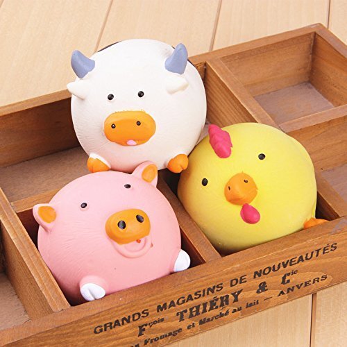 3PCS Safe Latex Dog Squeaky Toys, Chew Molar 2.8-Inch Diameter,... 